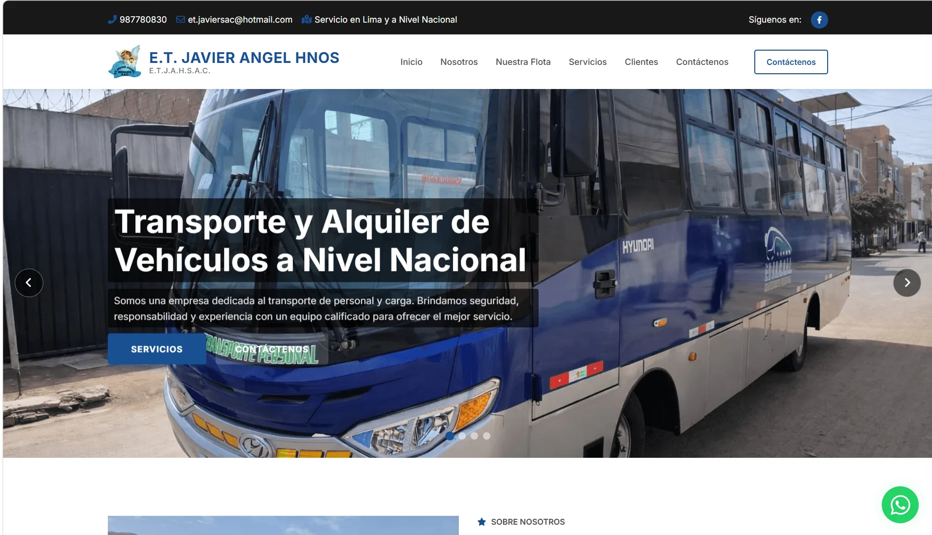 Sitio web de E.T. Javier Angel Hnos - Transporte nacional