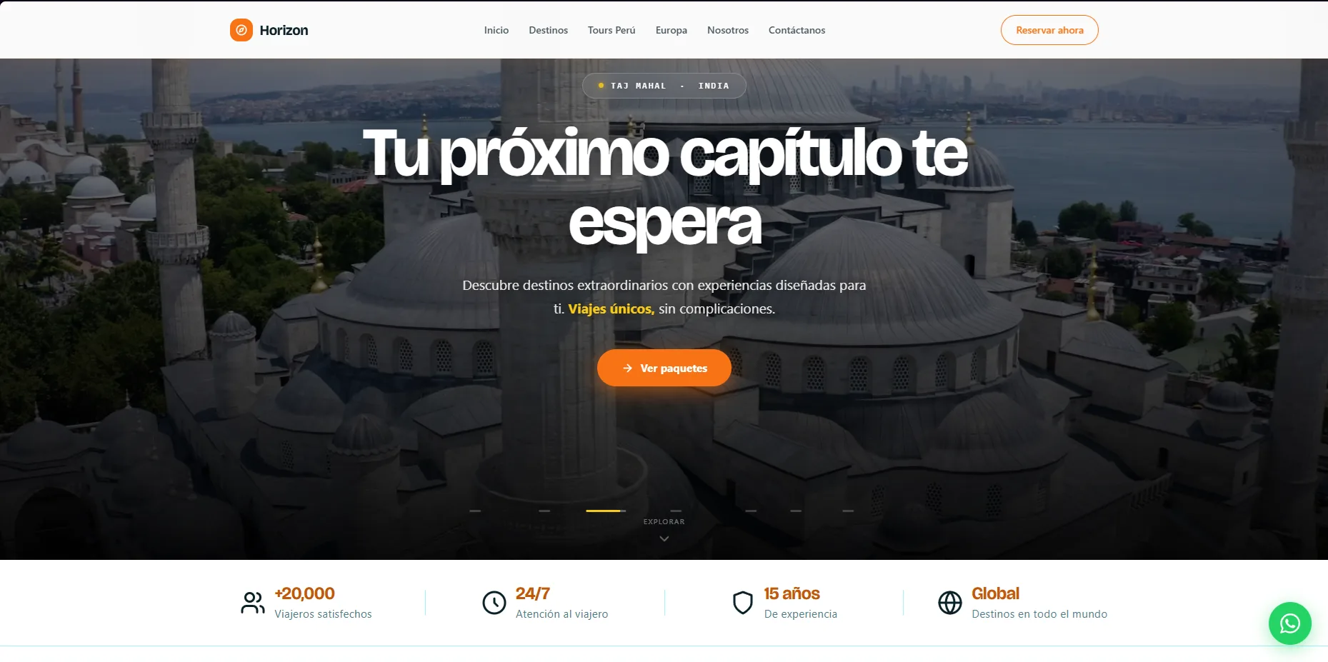 Página web para agencia de turismo